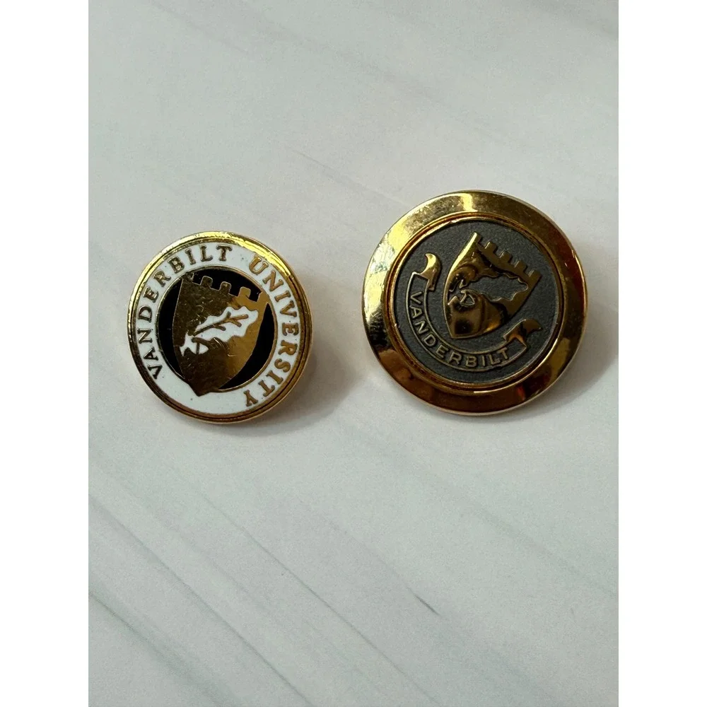 Vanderbilt University Ben Silver Blazer Button Set Cufflinks Tie Bar Gold Tone